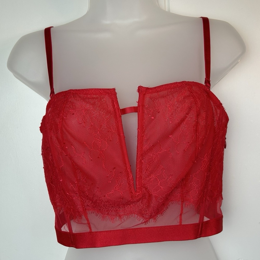 Victoria's Secret Sexy Cute Long Line Strapless Unlined Crop Top Bra Size L